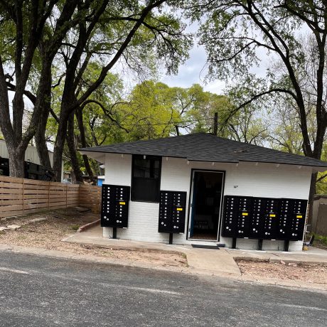 mailboxes set up outside of building